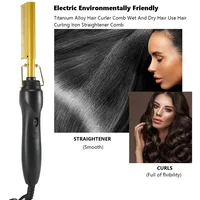 Fer à lisser les cheveux fers plats utilisation sèche et humide peigne chaud chauffage cheveux raides Styler fer à friser peigne chauffage rapide presse peigne 4