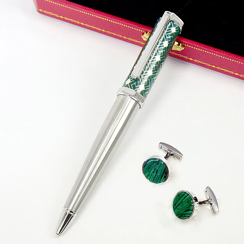 термокастрюля good day floreo green 1 5 л gc10115gn MBS Heptagon CT Santos-Dumont Luxury Green Color Square Silver Wave Line Pattern Ballpoint Pen With Serial Number Writing Good