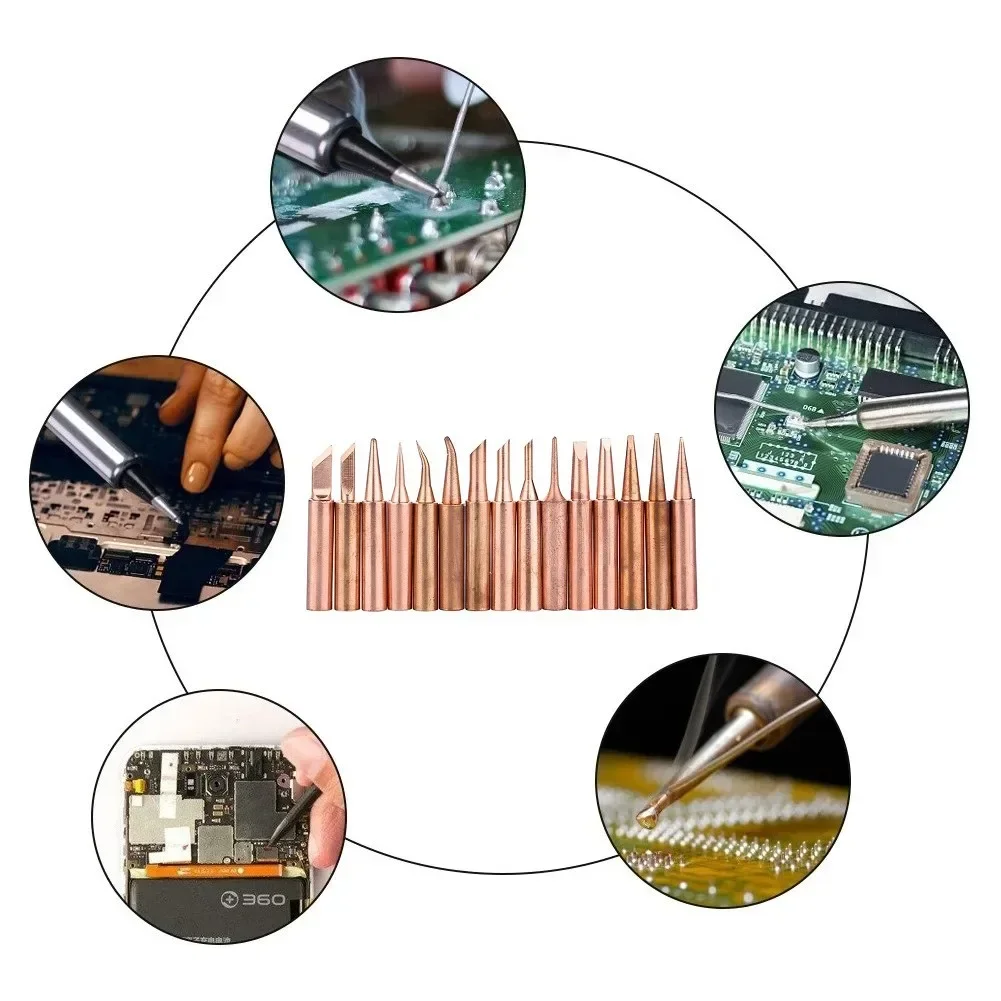Soldering Iron Tips 5pcs 900M-T Copper Soldering Iron Tips Welding Tip Head Tools Electric Soldering Iron Tip For Lower Temperature