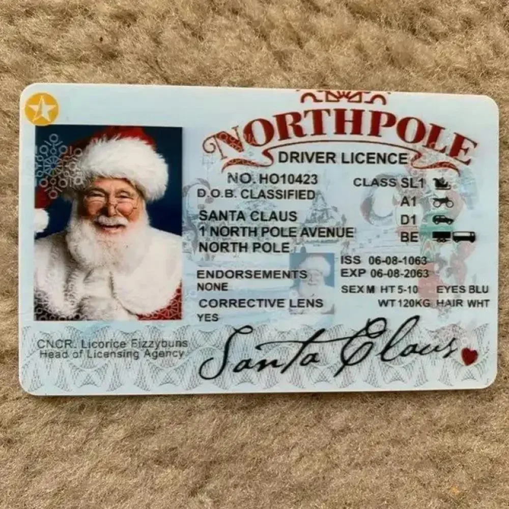 Card Santa Claus Flying Licence Christmas Eve Driving Licence Christmas Gift for Children Kids Decoration