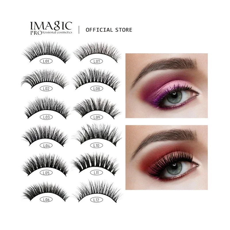 

IMAGIC10 Pairs 3D Mink Faux Nertsen Fiber Wimpers Dikke Lange Natuurlijke Valse Dramatische Volume Nep Wimpers Make Extension