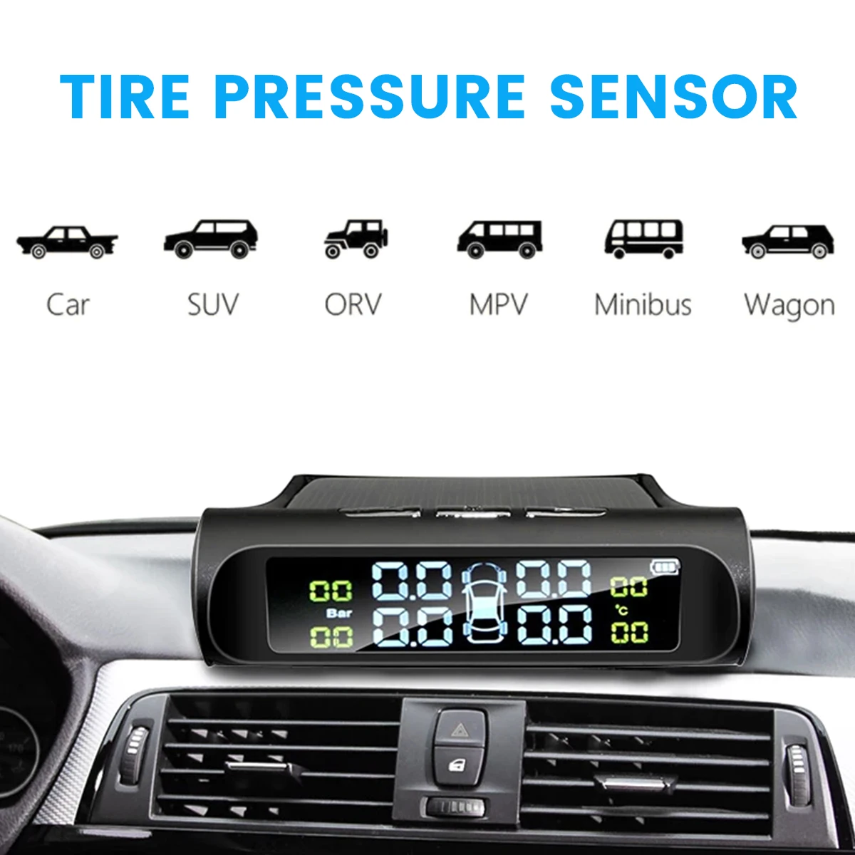 Wireless Solar TPMS with 4 Sensors for Auto Safety