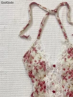 2025 été femme Floral licou dentelle Blouse 2025 Vintage Sexy Slim Fit fée mode coréenne femme hauts tenues Style élégant 3