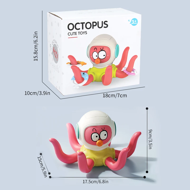Floating Purple Octopus Bath Toys for Toddlers with 3 Hoopla Rings Interactive Bath Toy for Bathroom, Pool, Bathtub
