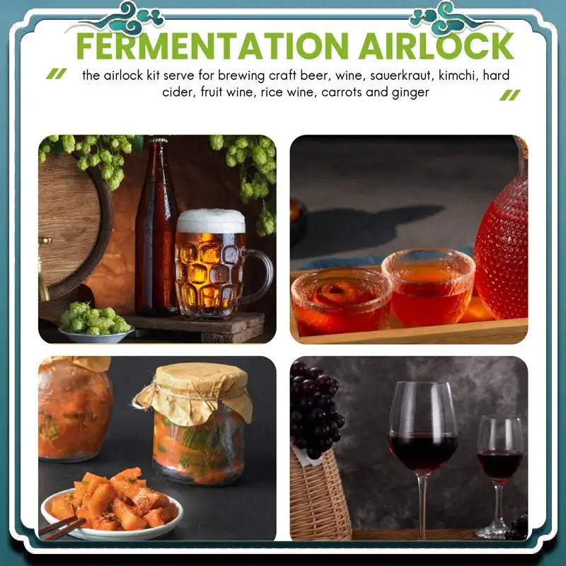 Premium Airlocks For Fermenting,Fermentation Airlock With Silicone Grommet, For Preservation,Brewing,Beer, Wine, Sauerkraut
