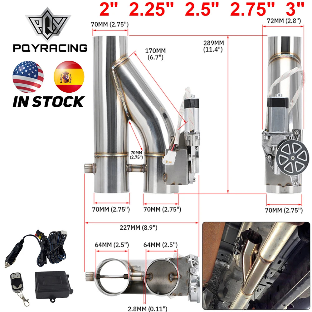  2" 2.25" 2.5'' 2.75" 3" Double Valve Electric Exhaust Cut Out Valve Exhaust Pipe Muffler Kit With Wireless Remote Control