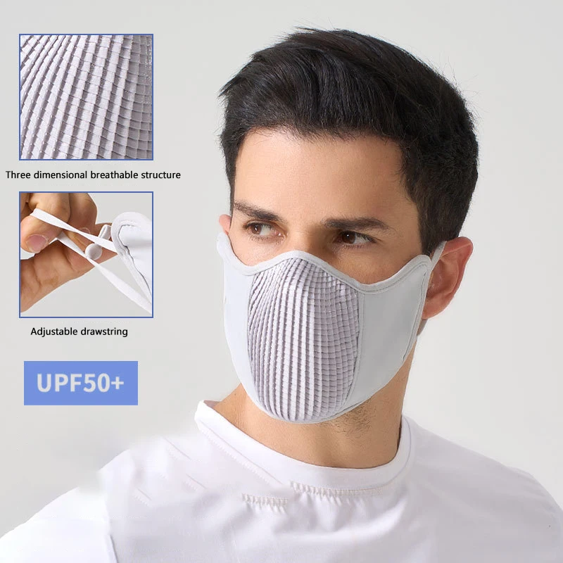 Masque Réutilisable UV UPF50+ Respirant Noir/Gris