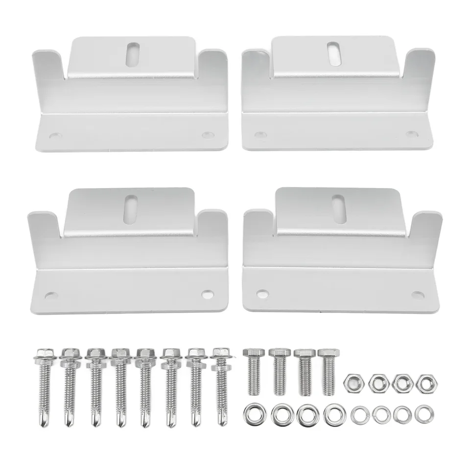 Kit 4 Staffe A Z In Alluminio Per Pannelli Solari - Supporto Per Tetti, Camper E Yacht Con Bulloni Inox - 5