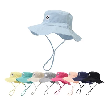1-5Y Boy Children Solid Color Fisherman's Cap Girl Baby Solid Casual Sunscreen Hat Infant Cotton Caps Kid Windproof Basin Hats