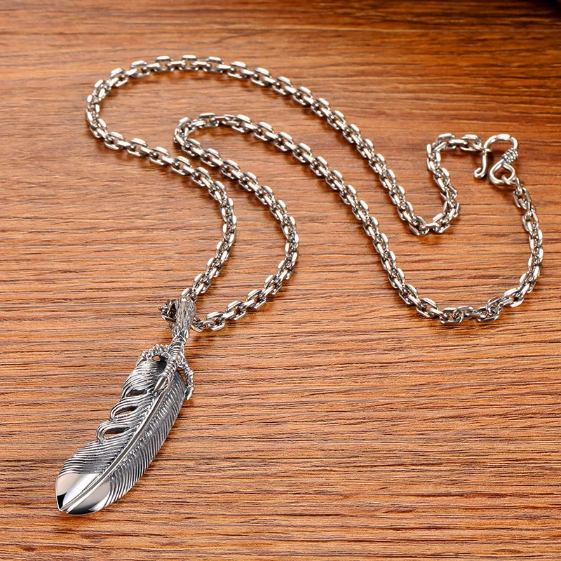 

Vintage Personalized Feather Pendant Colorfast Men Women Necklace Hip Hop Jewelry Anniversary Gift