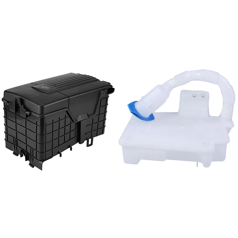 

2 Set Car Accessories: 1 Pcs 5.5L Windshield Washer Reservoir Bottle Watering & 1 Set Battery Cover Dust Protection Box