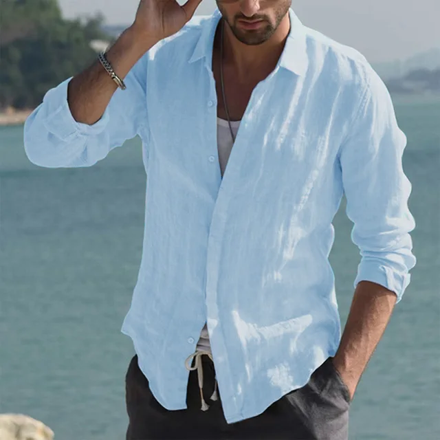 Per uomo Camicia camicia di lino Camicia estiva Camicia da spiaggia