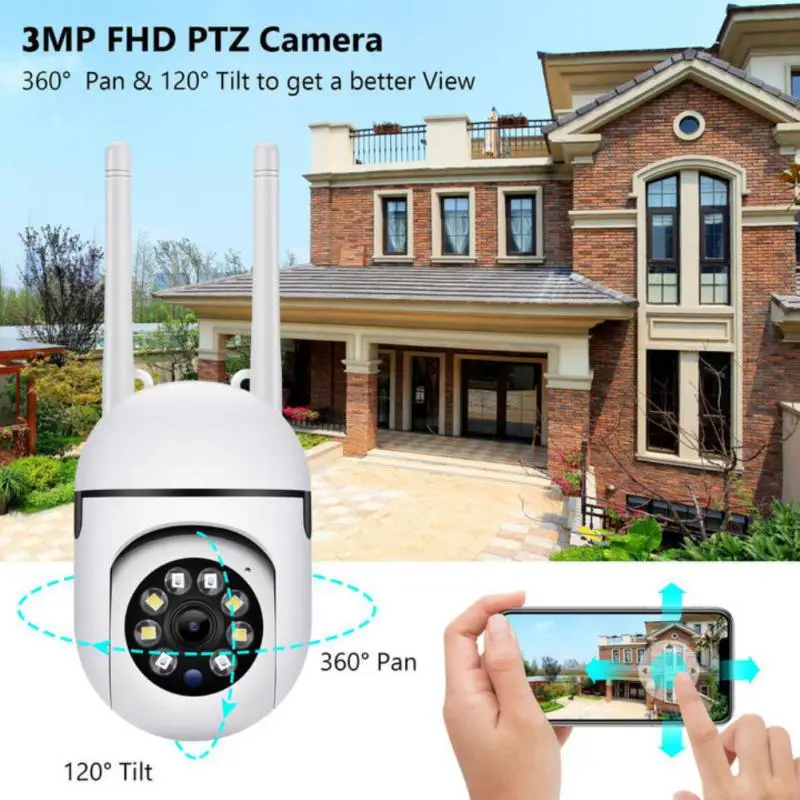 

Outdoor WiFi Security Camera Night Vision CCTV Video Mini Camera 3MP HD 2.4+5G Dual Band Wireless Network Surveillance Camera