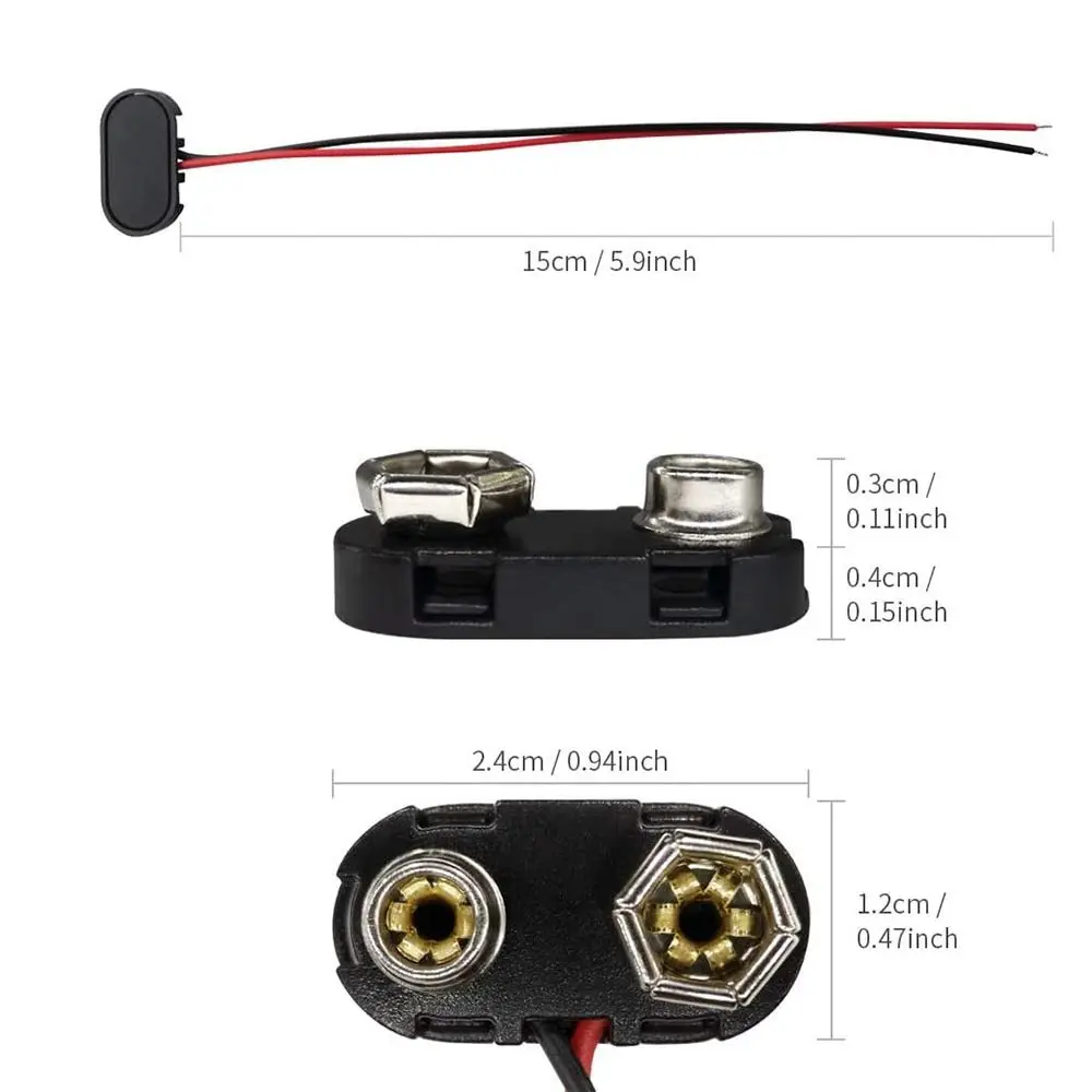 10개 I/T 타입 케이블 배터리 홀더 클립 스냅온 소프트 하드 쉘 배터리 클립 커넥터 9볼트 배터리 박스 배터리 홀더