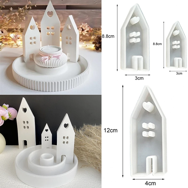 1pc Casting Mould Heart House Silicone Molds Light Heart Houses Concrete Moulds Casting Molds Houses Decoration Home Resin Mold