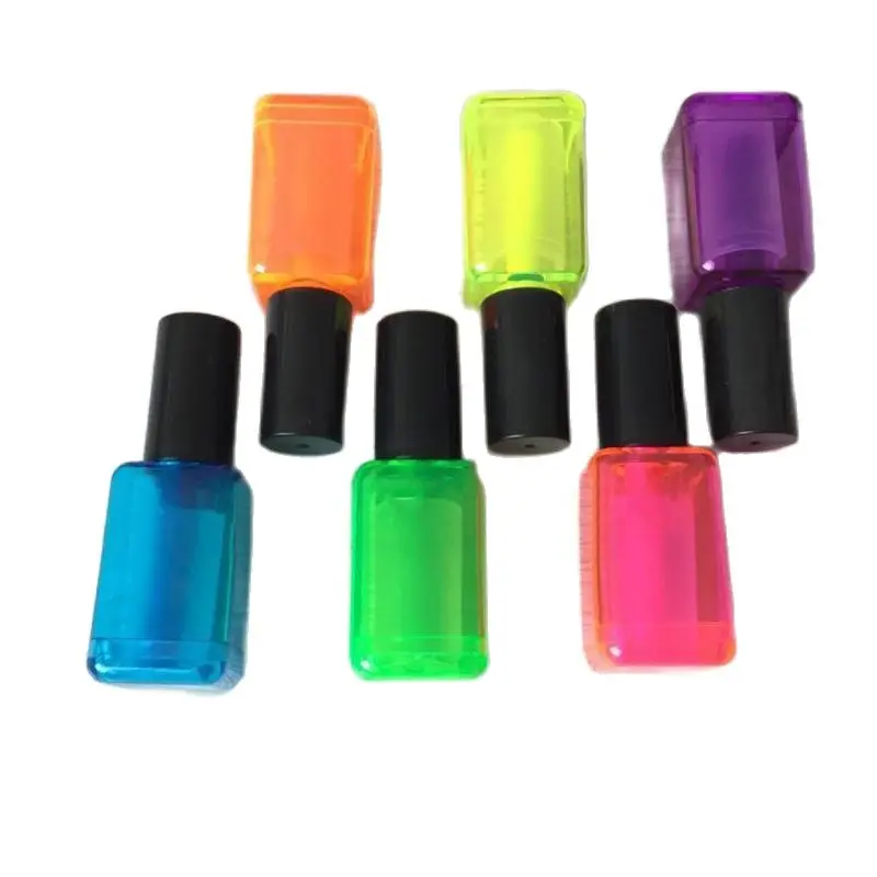 6 Color/set Nail-Polish Bottle Shape Highlighters Pastel Focus Marker Pen School Stationery Portable Art Drawing Fluorescent Pen