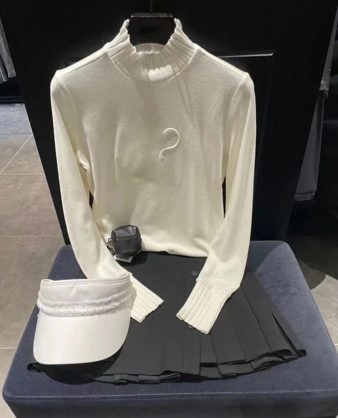 New spring knitted collar golf long sleeves shirt for women fleece soft warm stretch elegant luxury golf apparel sports casual