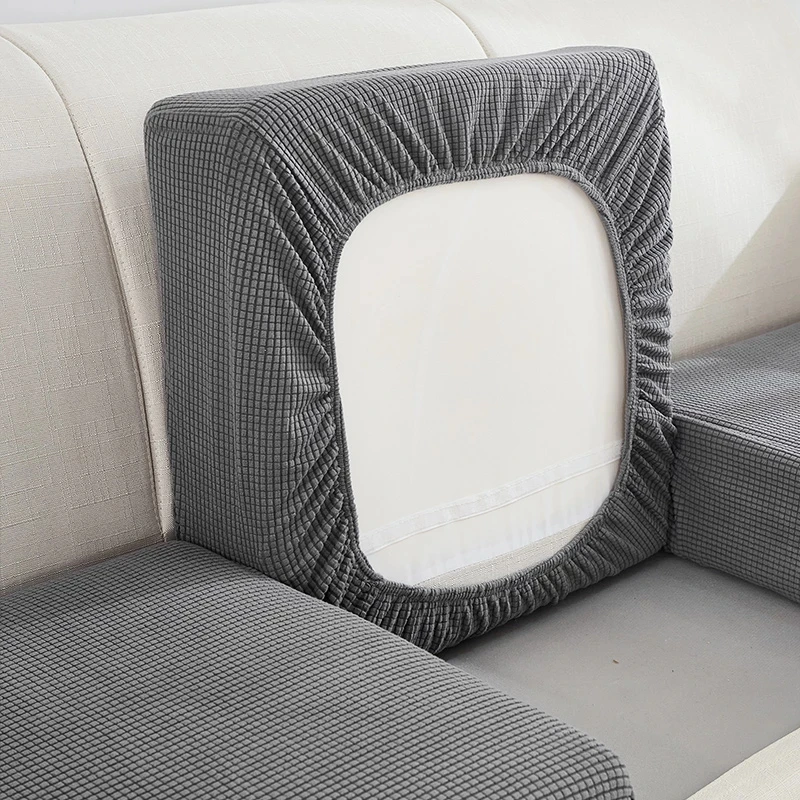Jacquard Water Resistant Sofa Cushion Covers Elastic Grey Sofa Seat Cover for Living Room Furniture Protector for Kids Removable 3