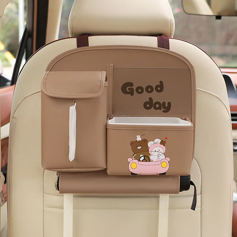 Baby Stroller Multi-function Car Storage Bag Cute Cartoon Rear Seat Back Hanging Storage Bag Garbage Bucket in The Car