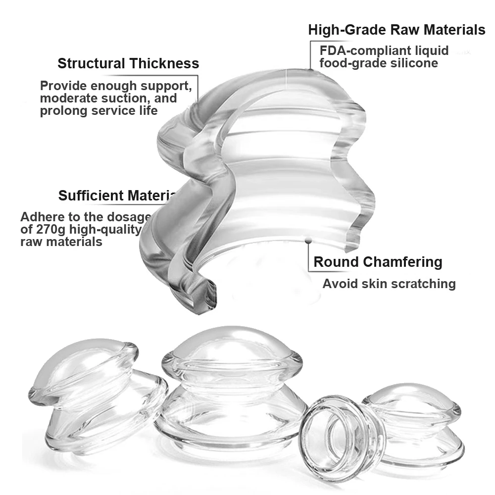 Silicone Vacuum Cupping Set Massager for Back Cups GuaSha Cup Body Suction Ventosas Anti-Cellulite Skin Lift Cupping Jars Slim 2