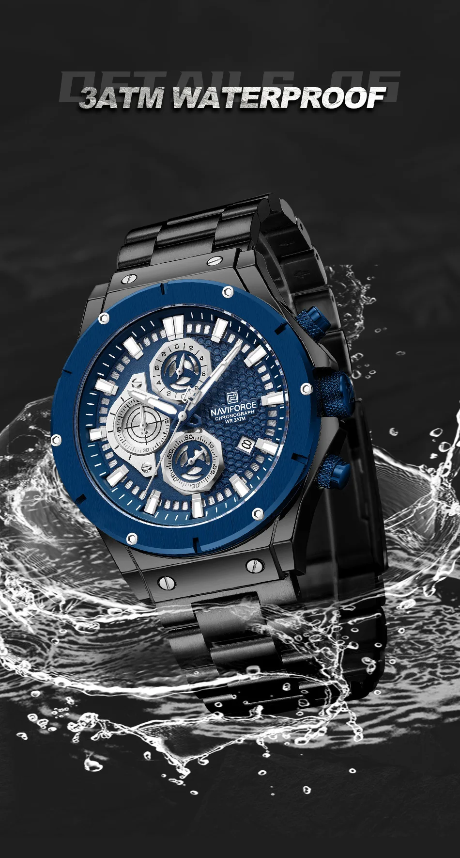 Naviforce 8026 Chronograph Stainless Steel Watch description image 14