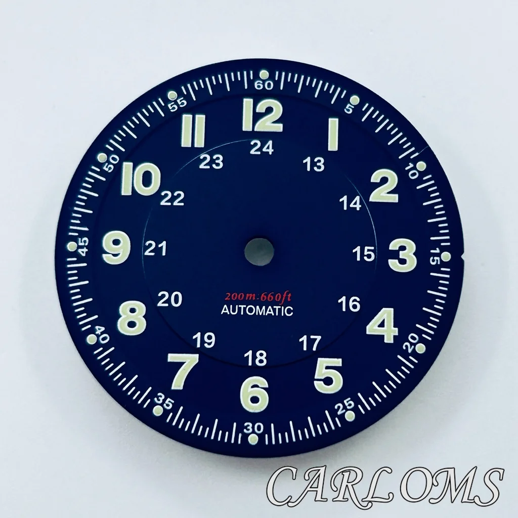 29mm Matte Black/Blue/White Watch Dial Without Logo
