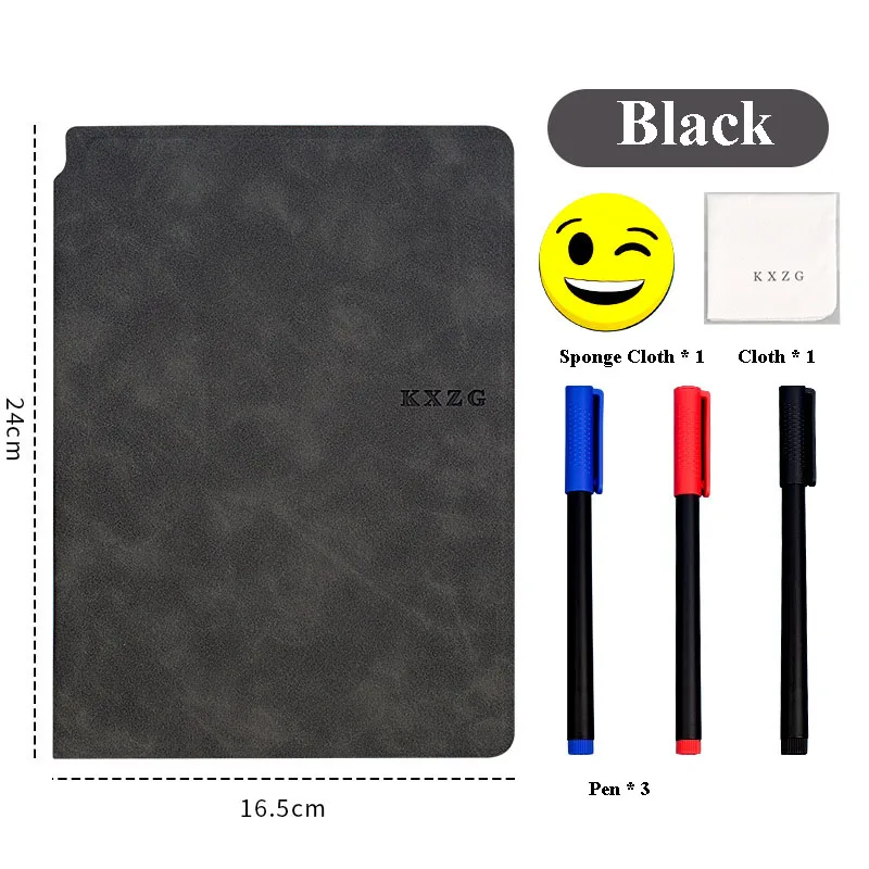 Erasable A5 Whiteboard Notebook Set PU Double sided Student Whiteboard Leather Planning Board Office Memo Pad Cuaderno