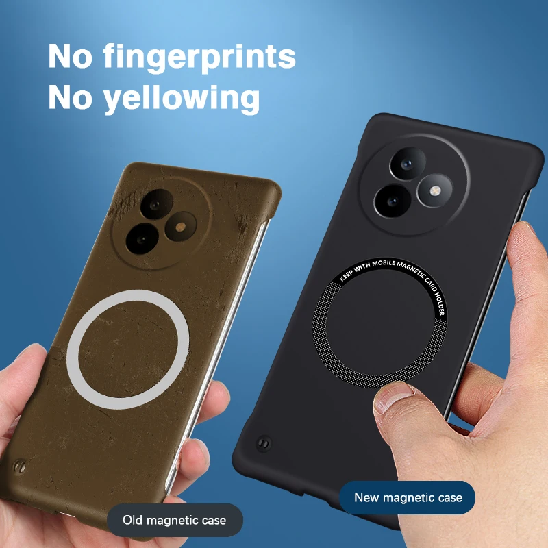 Frameless Magnetic Armor Phone Case - Hard PC, Thin Candy Back Cover, High Quality