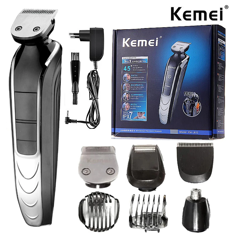 

Kemei 5 in 1 Professional Rechargeable Hair Clipper Hair Clipper Shaver Cordless Adjustable Hair Clipper KM-1832