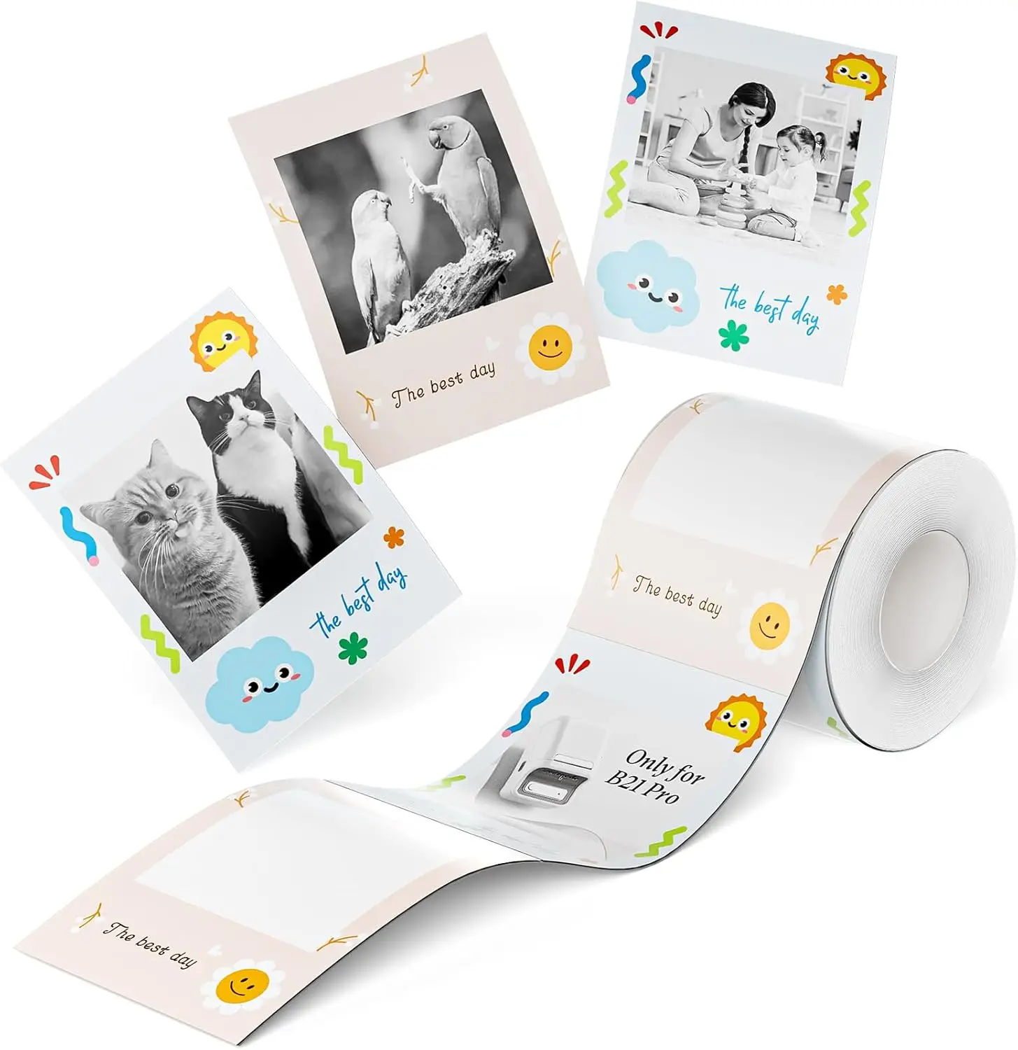 For NiiMbot B21Pro Photo Paper Thermal Label Printer Red Black Label Sticker High-definition Picture Printing Adhesive Backing