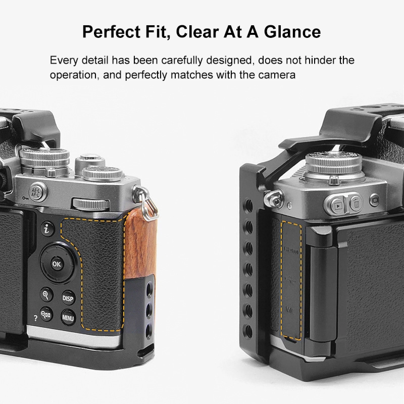 PULUZ Wood Handle Metal Camera Cage Stabilizer Rig For Nikon ZFC