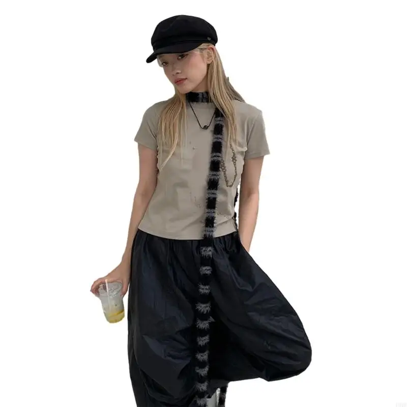 49MF Fashion Ladies Scarf Snake Stripe Scarf for Women Halloween Masquerade, Long Plush Neckerchief Gift for Women Girl