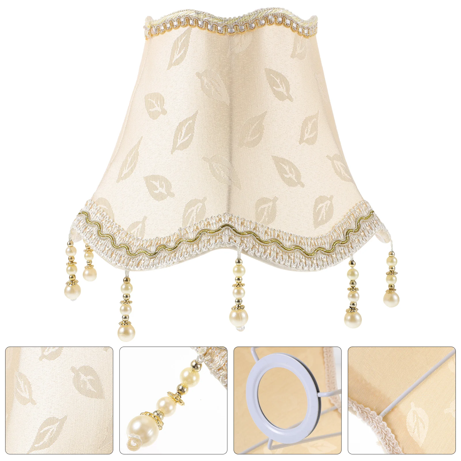 

Vintage Lamp Shade Victorian Lampshade Beads Fringe Flower Pattern Cloth Lamp Cover Antique European Cloth Lamp Covers