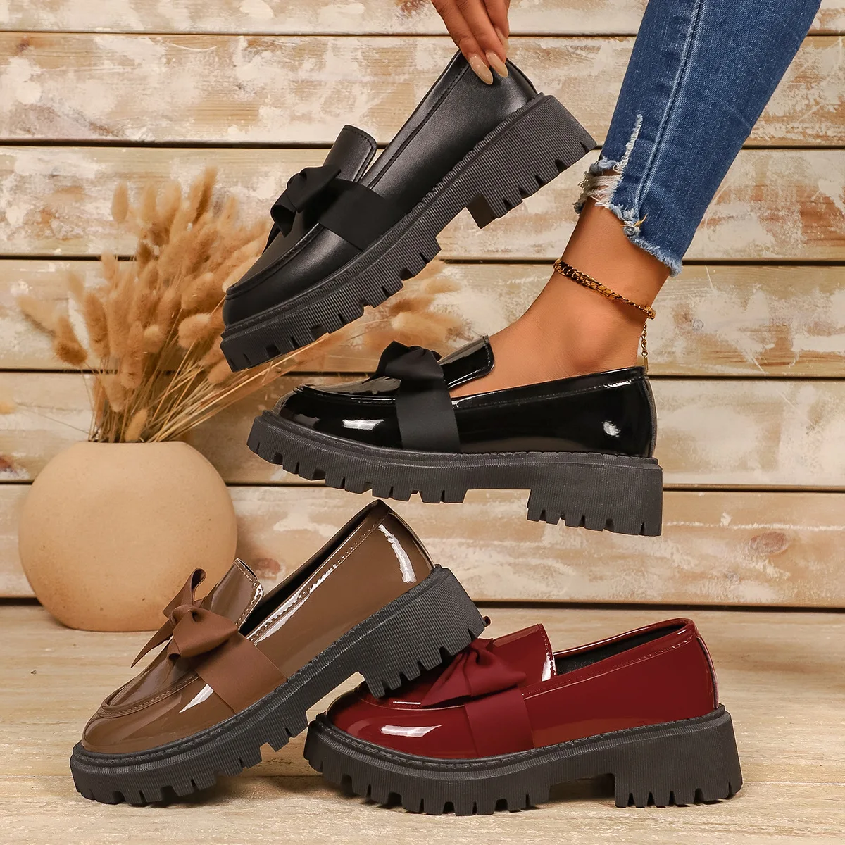 Bow Women Loafers Shoes Fashion Heeled Shoes Autumn Elegant Lolita Shoes Designer Cozy Walking Woman Sneakers 2025 Femme Zapatos