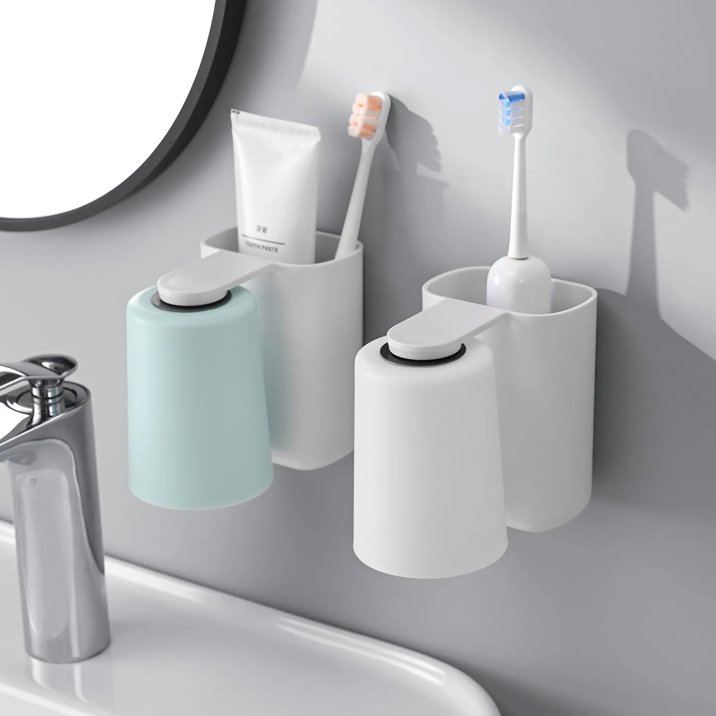 Bicchiere per collutorio magnetico con supporto a parete bagno_voghion.com