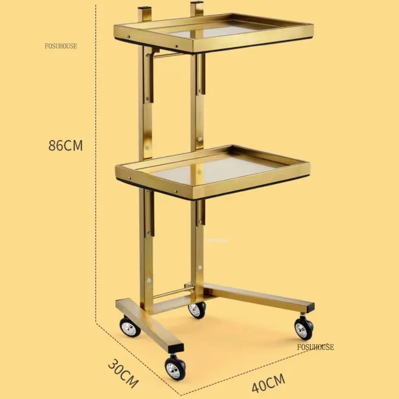 Multi Layer Storage Trolley Stainless Steel Mobile Tool Cart For Salon Furniture Beauty Salon Perm Dyeing Trolley Barber Shop Luxury Folding Trolleys