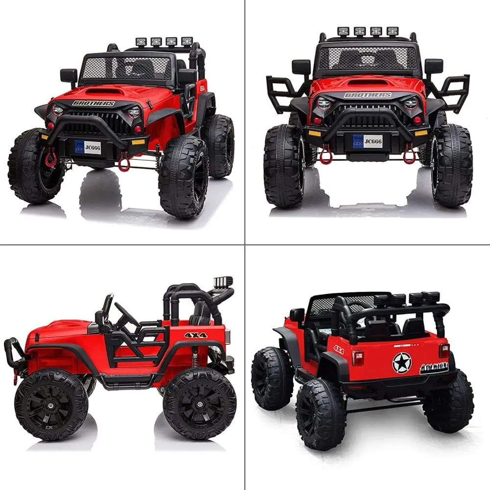 24V Ride on Car Truck with Remote Control, 2 Seater Kids Electric Car, Spring Suspension, 9Ah Battery Powered, 3 Speeds, Double 4