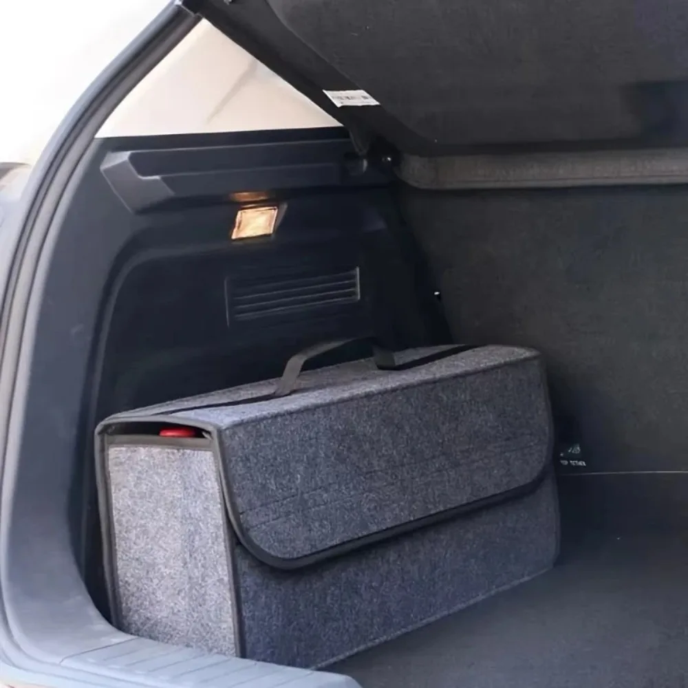 Large Car Trunk Storage Bag Organizer Soft Felt Anti Slip Box Debris Sorting Tool Accessories