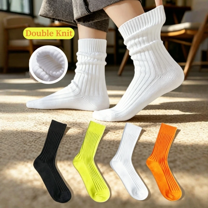 Versatile Unisex Mid-Calf Sports Socks – Double-Knit, Breathable, Loose Fit, Multi-Color Options