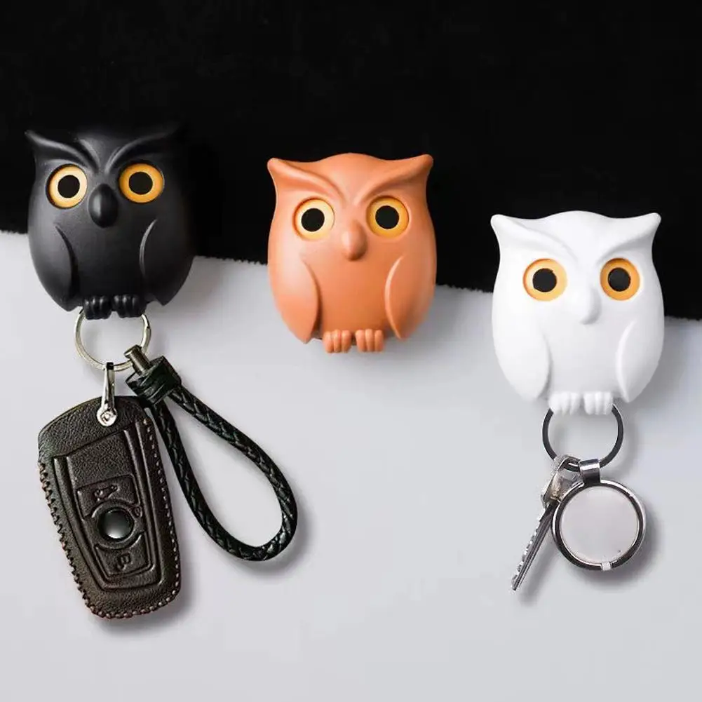 Multifunction Owl Shape Key Holder Creative Owl Night Wall Magnetic Key Holder Magnets Hanging Wall Mounted Adhesive