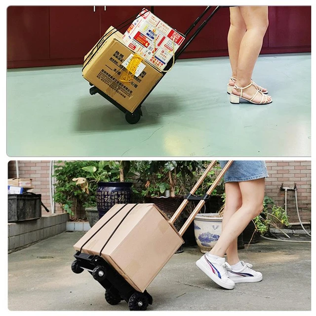 Chariot pliable avec sac à dos, chariot à main rapide, caddie à bagages,  déplacement de bagages, achats de voyage - AliExpress