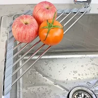 Roll Up Triangle Dish Drying Rack Kitchen Sink Organizer Corner Over the Sink Sponge Rag Holder Foldable Stainless Steel Drainer 2