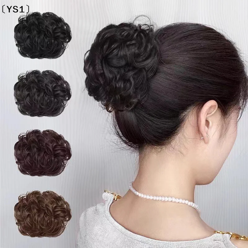 〔YS1〕Chignon sintetico disordinato con clip a griffe, extension per capelli ondulati e ricci, elastico per capelli, accessori per chignon e coda di cavallo da donna - immagine 3