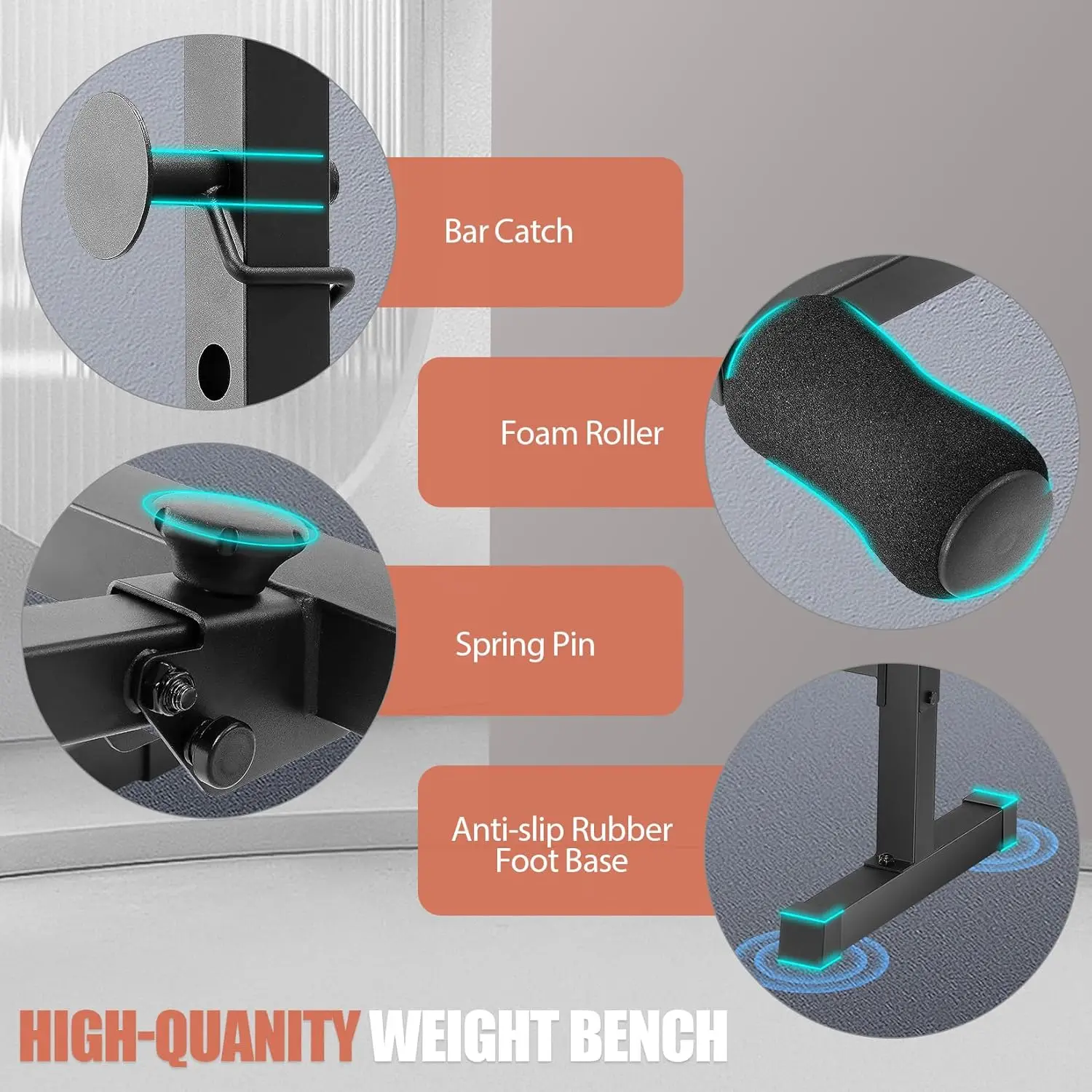 Weight Bench Set, Adjustable Bench Press Set with Squat Rack & Leg Extension, Folding Workout Set for Full Body