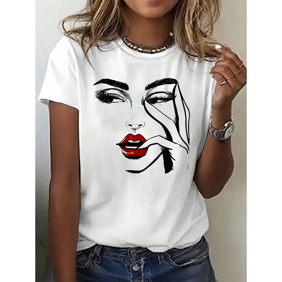 Womens Casual Printed Short Sleeve T-Shirt
