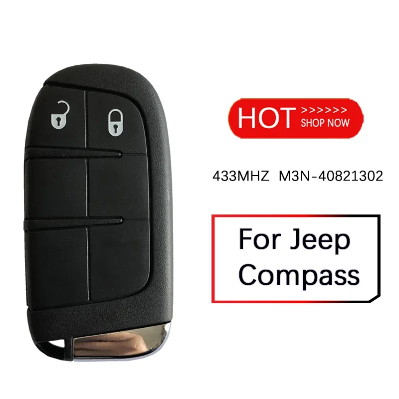 

2 Buttons 433mhz For Jeep Compass Smart Remote Control Key 4A Chip Keyless Entry SIP22 Blade M3N-40821302