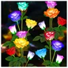 Solar Garden Lights Waterproof LED Outdoor Simulation Rose Flower Solar Light Pathway Lights for Yard Garden Backyard Decor ﻿ 2