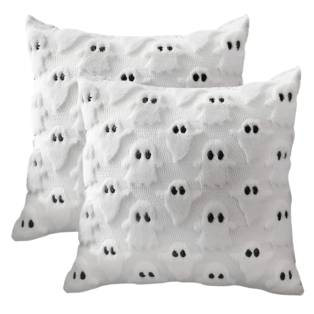 Halloween Ghost Pillow Cover Ghost Throw Pillow Case 18x18 Inch Couch Cushion Case Spooky Throw Pillow Cover for Home Car Decor