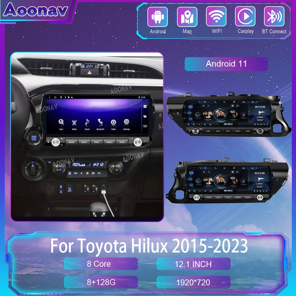 

Android 11 Car Radio For Toyota Hilux 2015 2016 2017-2023 128G Multimedia Player GPS Navigation Carplay Auto Stereo DSP Unit
