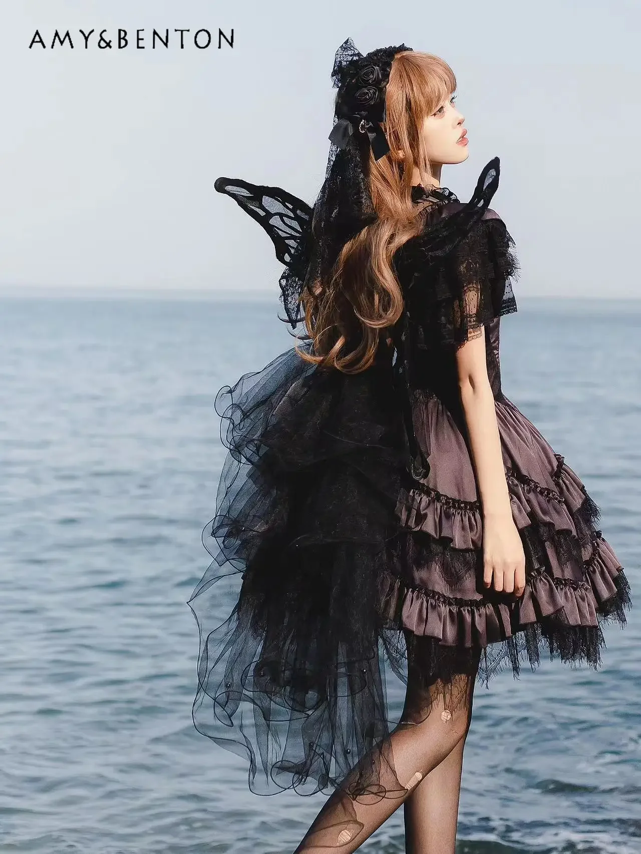Original Handmade Black and White Butterfly Wings Japanese Style Sweet Girl Lolita Angel Wings Kawaii Cosplay Costume Props
